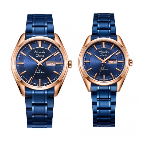 Alexandre Christie AC 8672 Rosegold Blue Couple